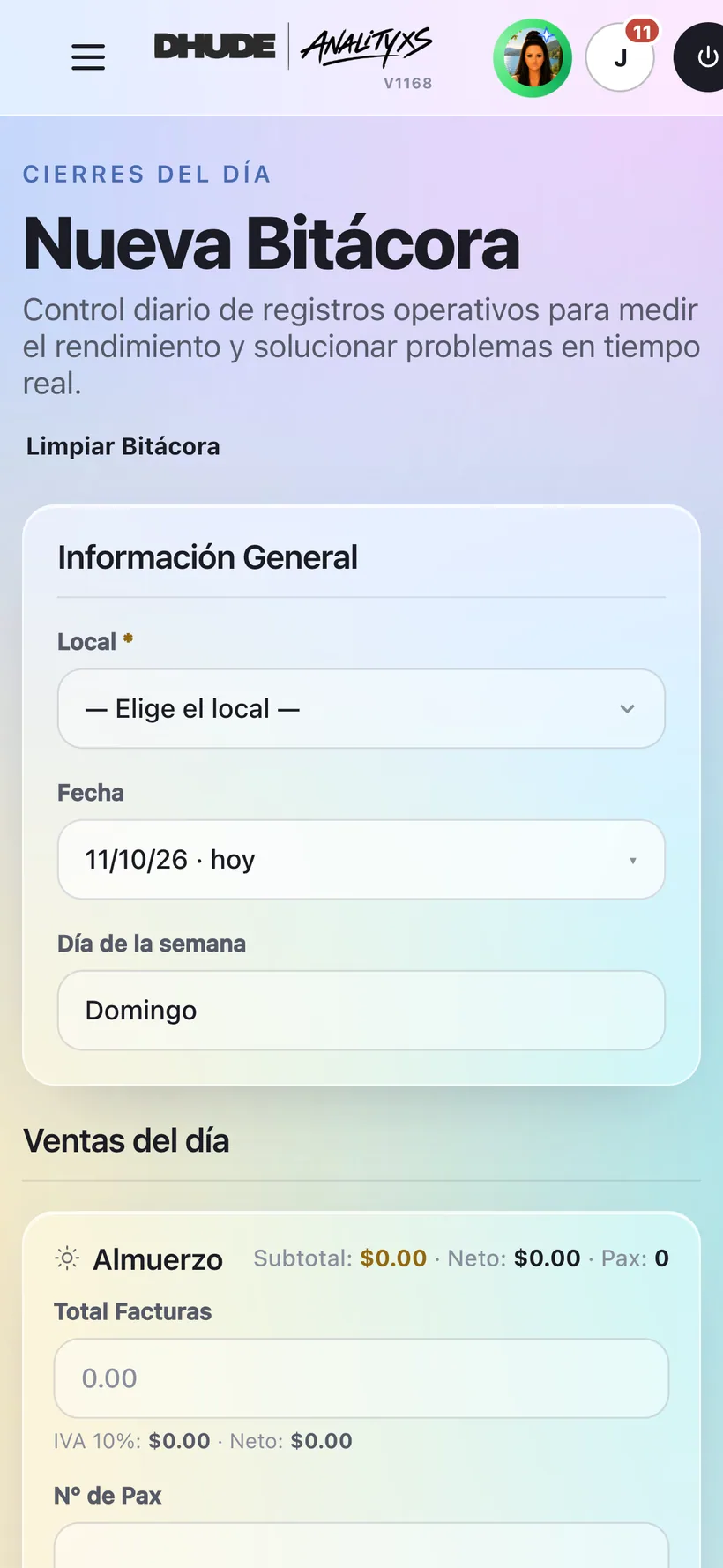 Cierre del día en el móvil